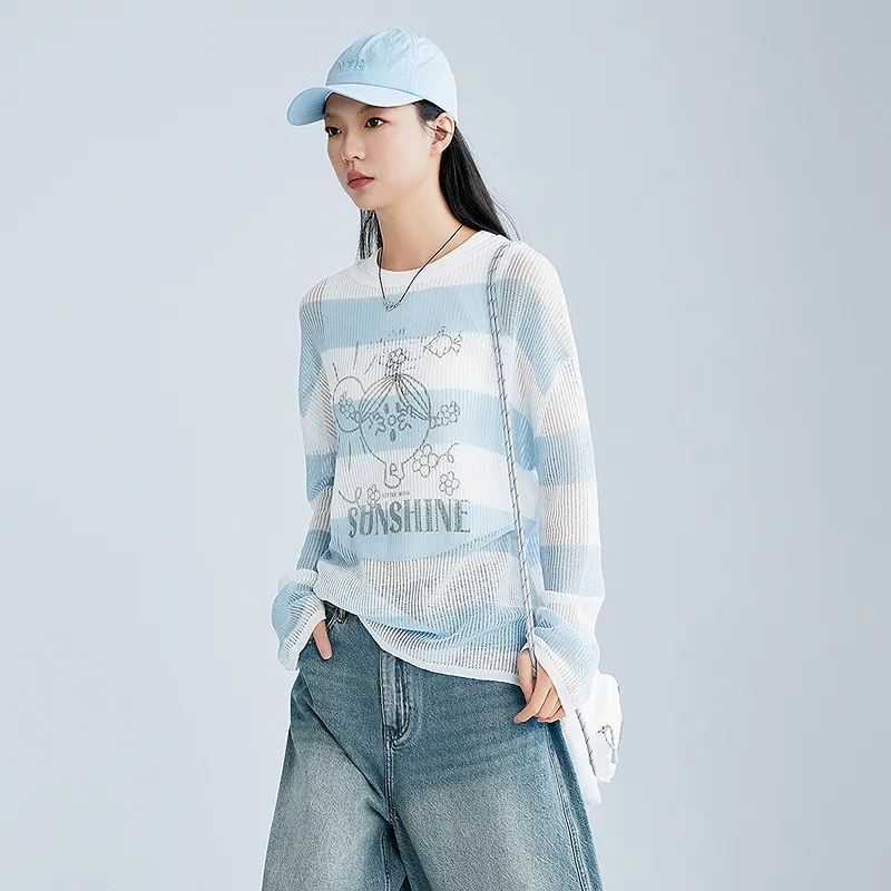 LEDIN x QIXIANSHENGMIAOXIAOJIE,LIANMINGKUAN Knitwear Women's Ice Dew Blue-5