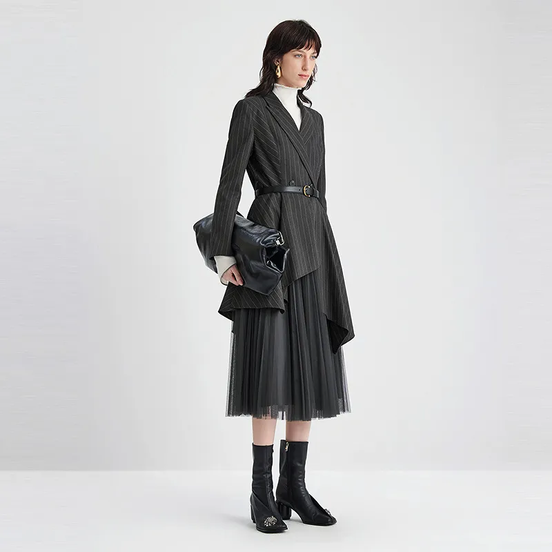 IDPAN Long Sleeved Dresses Women's Gray Coffee-4