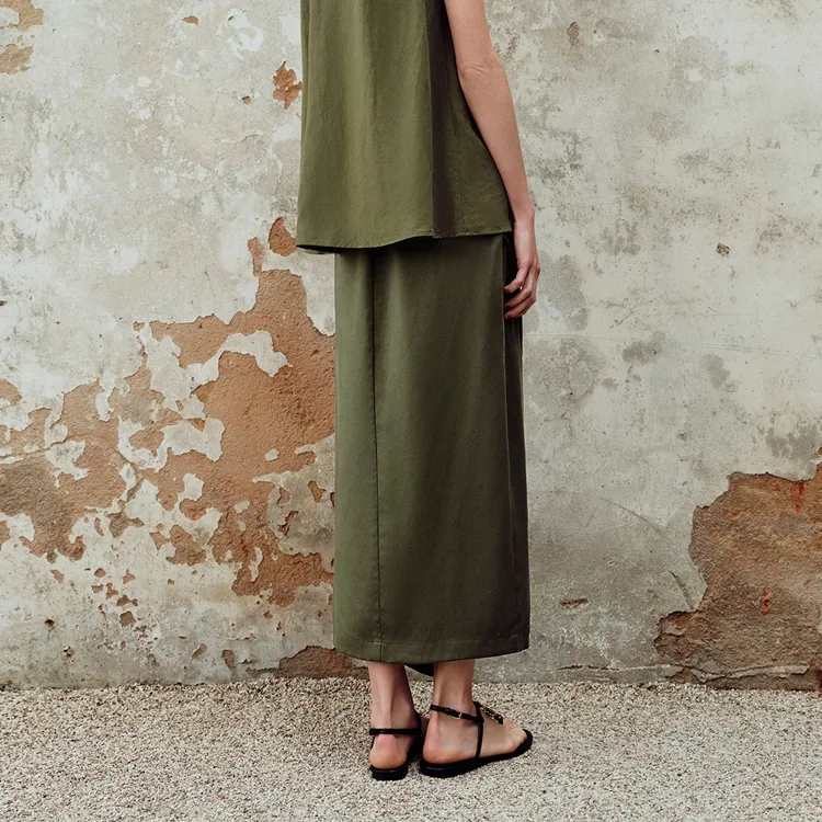 URBAN REVIVO Casual Short Skirts Women's Olive Green-3