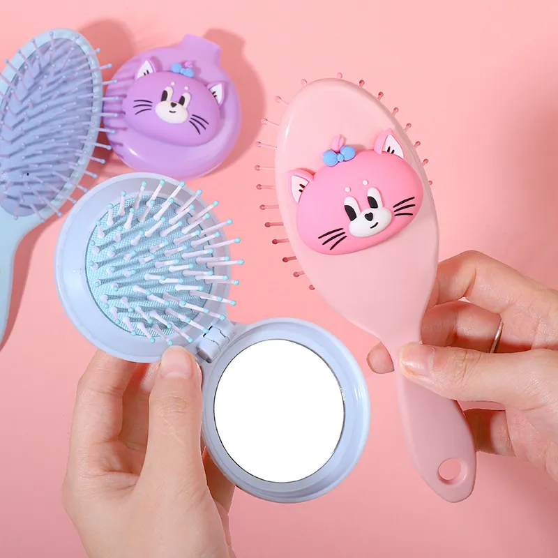 Love Of Wormwood 3D Effect Doll Massage Comb Mirror Airbag Comb 2 in 1-1