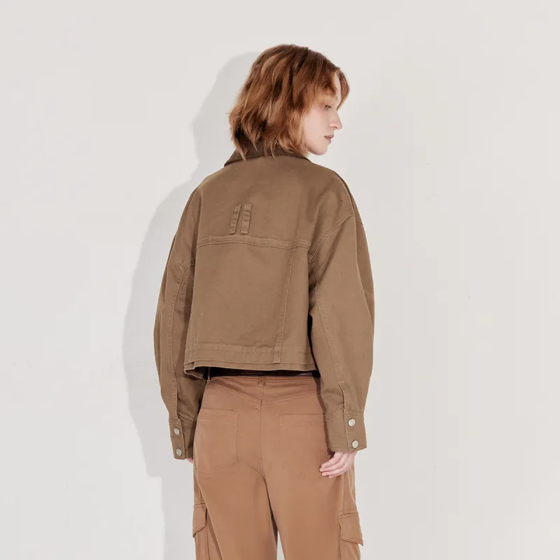 ONLY Cropped Coats Women's Rain Drum Brown-3