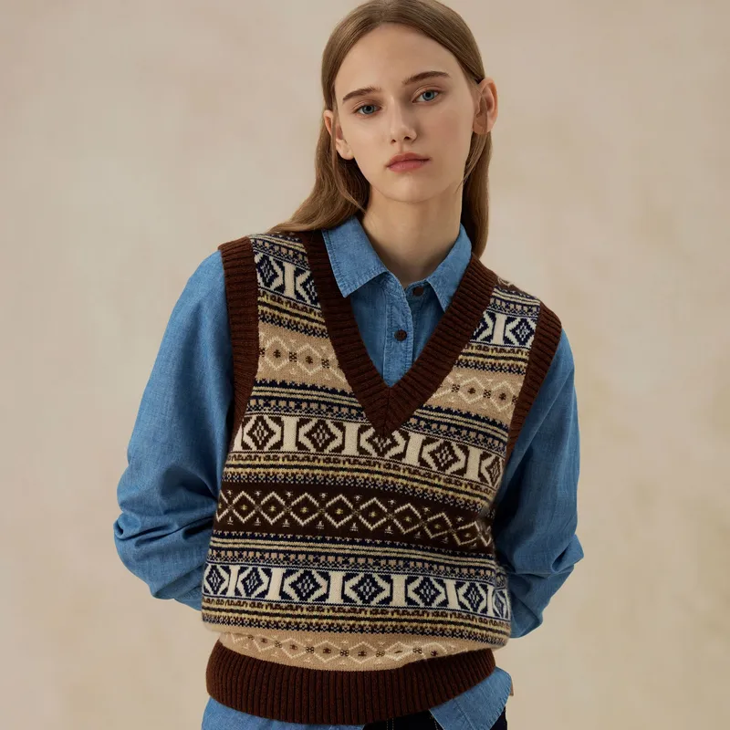 E.land Vests Women's Brown 85Brown-3