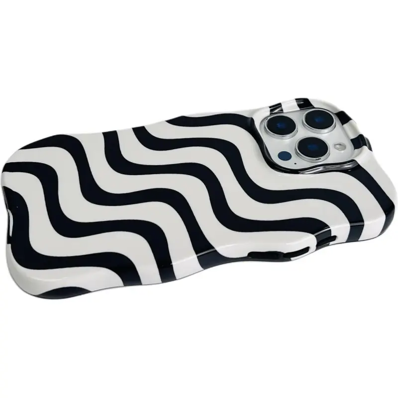 Sopi Acrylic Material Wave Edge Irregular Stripes Phone Cases Compatible With IPhone 16/15 Pro Max/Apple 13/14 Pro/Max-7
