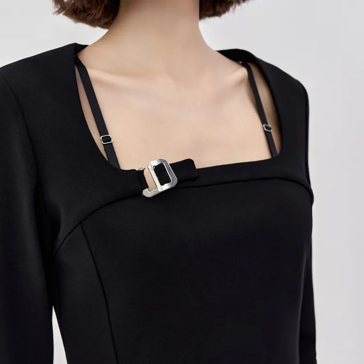 MO&CO Long Sleeved Dresses Women's Black-4