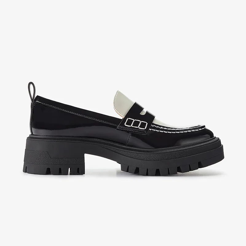 Le Saunda Loafers Women's Black+Ecru-3