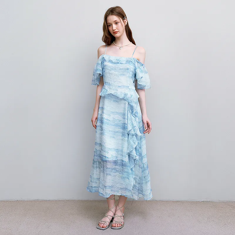 LEDIN Short Sleeved Dress Women's Melt Ice Blue-2