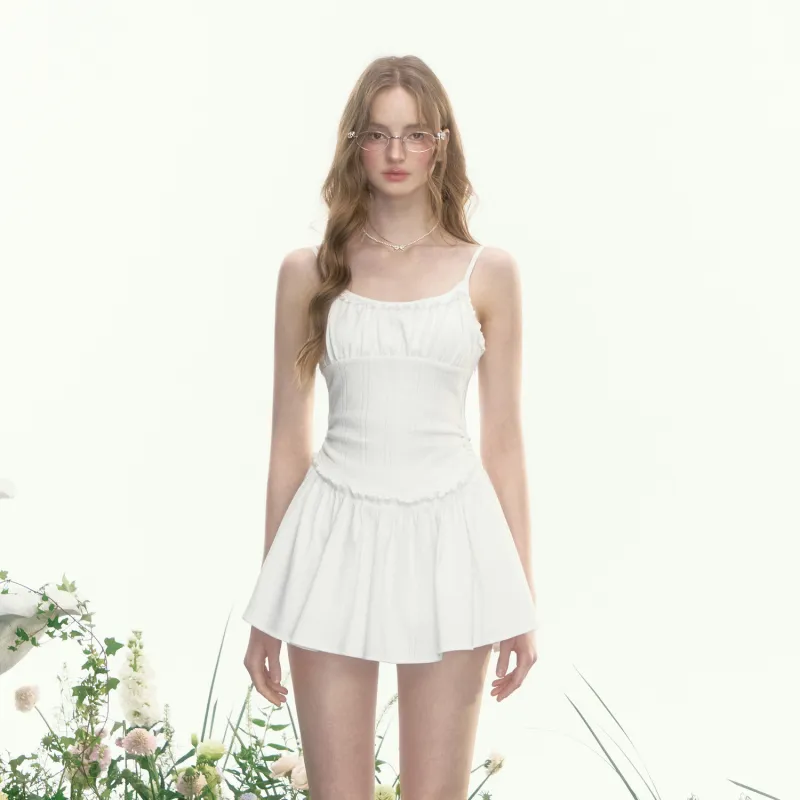 AYF Slip Dresses Women's White Camisole Dress Includes Leggings-5