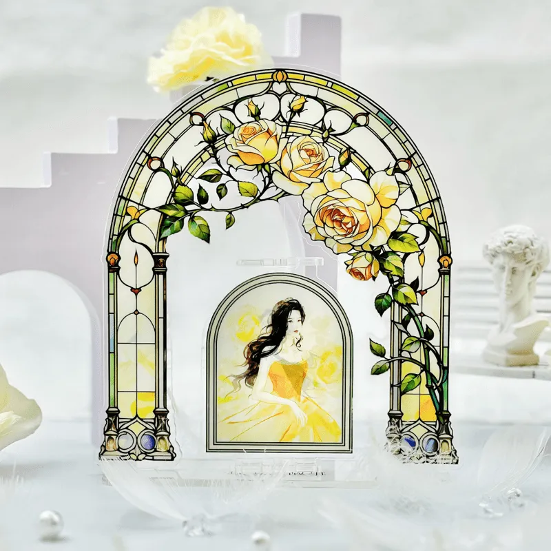 TENGXUNSHIPINCAOCHANGDI 'The Story Of Rose' Rotating Color Window Acrylic Stands-1