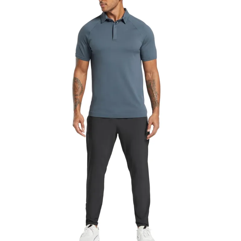 GYMSHARK Seamless Polo Shirt Polo Shirt Men's Blue-3