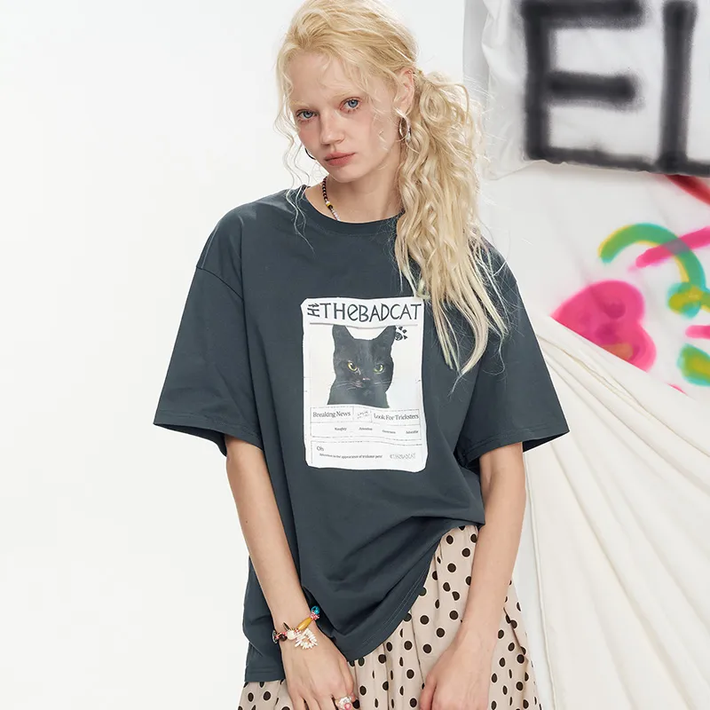 ELF SACK T Shirts Women's Naughty Ghost Dark Gray-2
