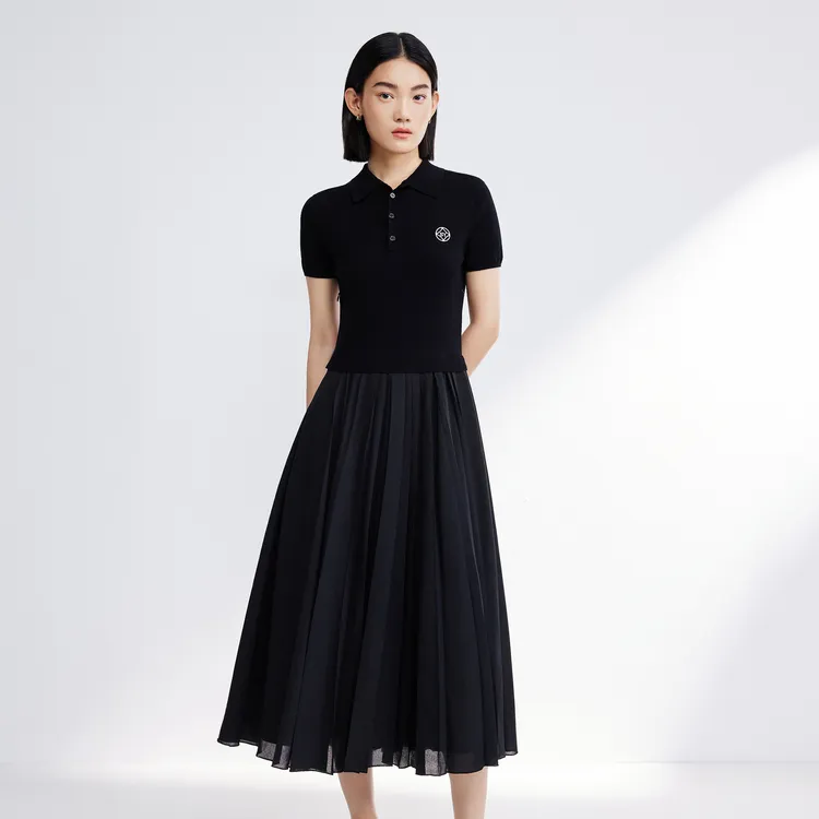 SHUIYUNJIAN Short Sleeved Dress Women's Black-2
