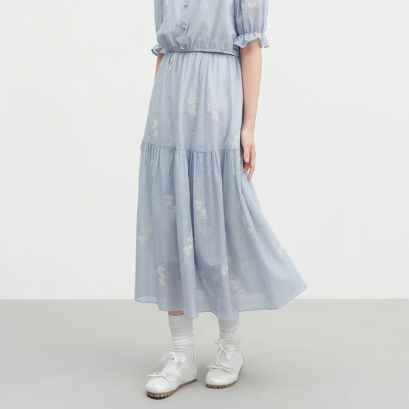 LEDIN Casual Long Skirt Women's Ice Bay Blue-5