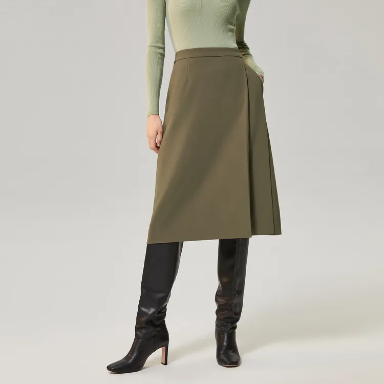 OVV SS23 Casual Long Skirt Women's Khaki Green-2