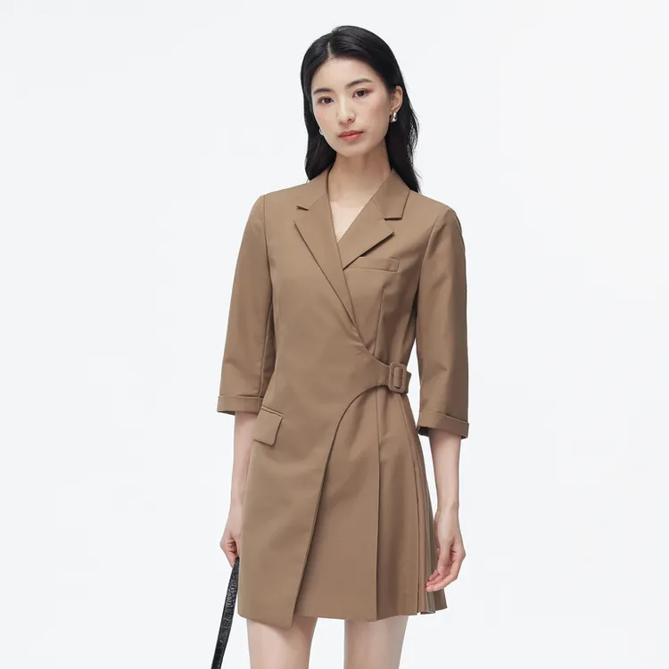 SHUIYUNJIAN Long Sleeved Dress Women's Coffee-3