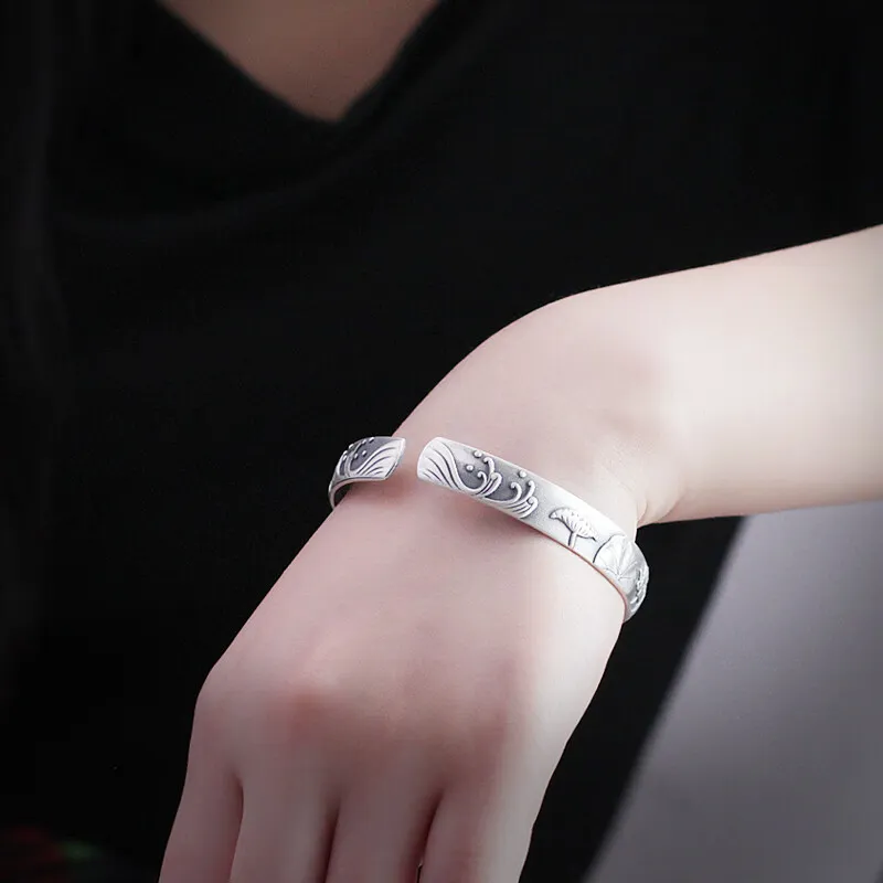 FUYUFU 999 Fine Silver Sterling Silver Bangle Unisex-3