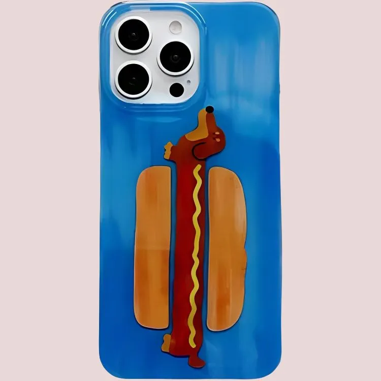 Sopi Acrylic Material Horizontal Hot Dog Dachshund Phone Cases Compatible With IPhone 16/15 Pro Max/Apple 13/14 Pro/Max-2