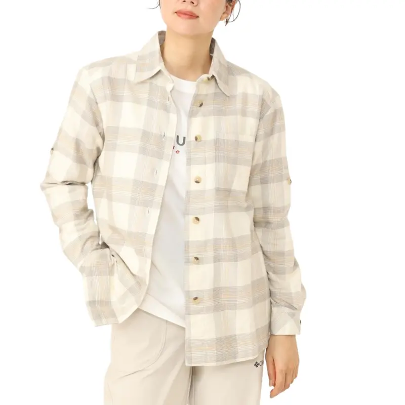 Columbia Holly Hideaway Shirt Women's Pink Chalk Buffalo Plaid Nee-4