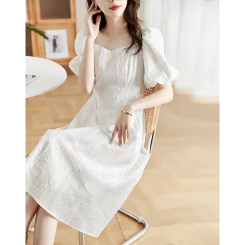 Like The Age Of Water Short Sleeved Dress Women's White