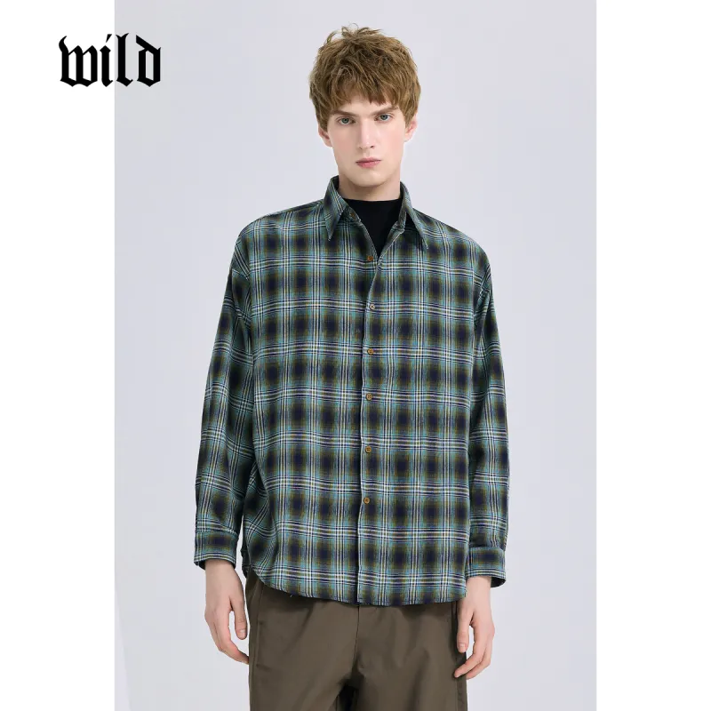 WILD LEADER Shirts Men Blue Plaid[CW5158596]-3