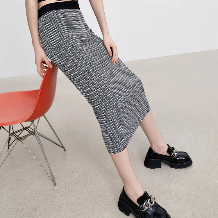 MO&CO Knit Long Skirts Women's Black-4