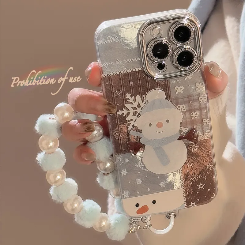 QIZHENG TPU Material Snowman Plaid Patchwork Phone Case Compatible With Apple 16 Pro Max/15/14/13/12/11-3