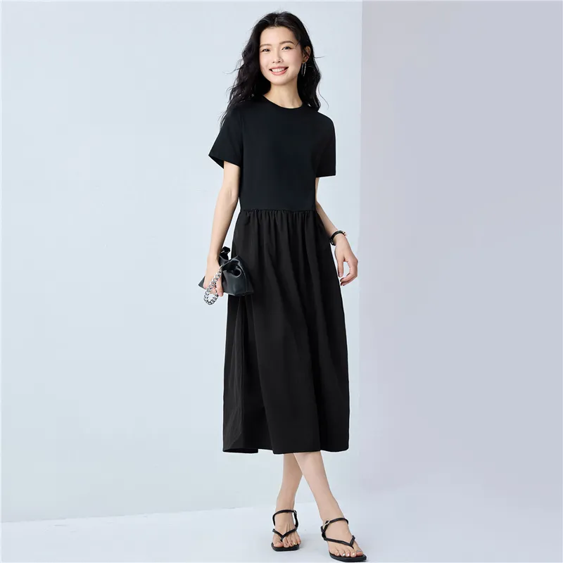 UNIQLO Short Sleeved Dress Women's 09 Signature Black-6