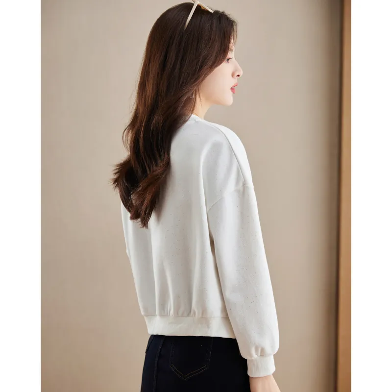 Like The Age Of Water Spring, Fall Sweatshirt Loose Fit Women's White-3