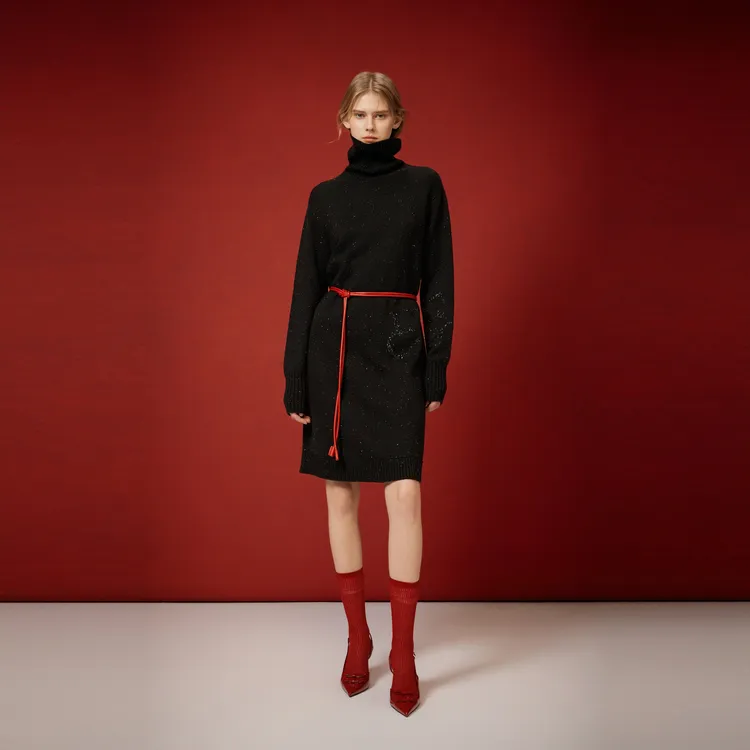 ELLE Long Sleeved Dresses Women's Black-3