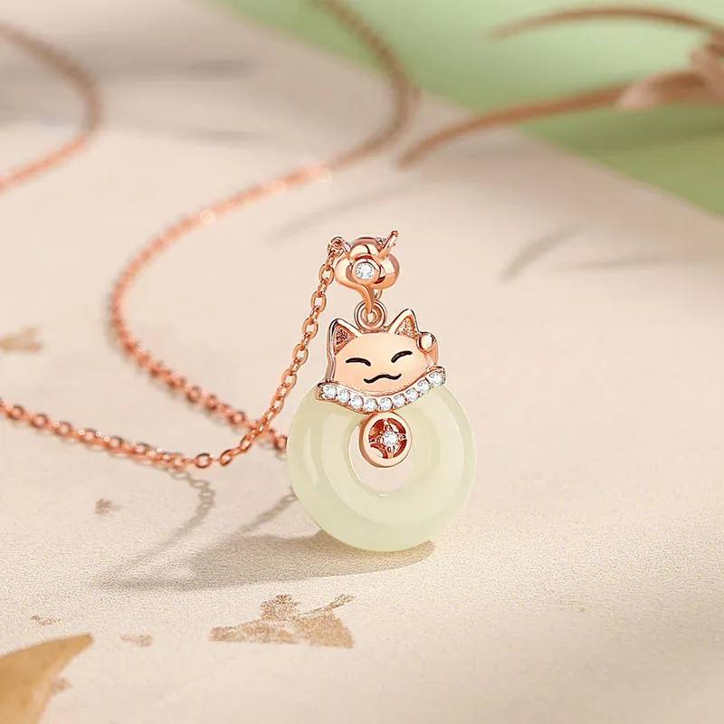 Royal Heaven's Choice Hetian Jade Pale Greenish White Jade Unisex-3