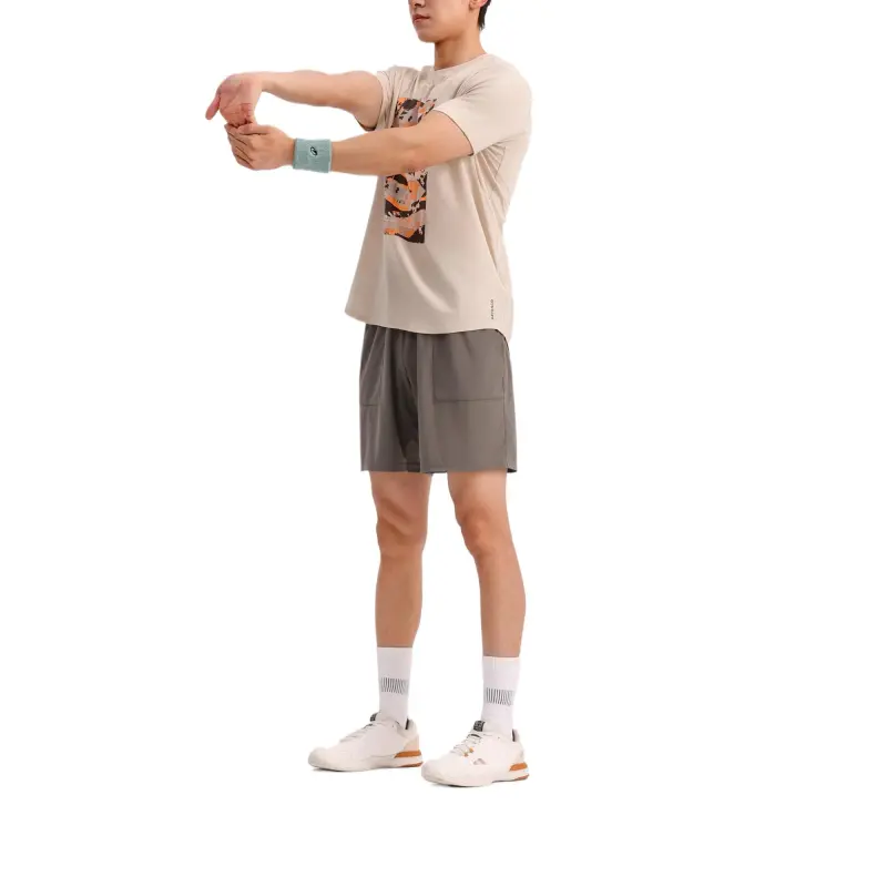 DECATHLON T Shirt Men's Light Chalk Gray/Brown-4