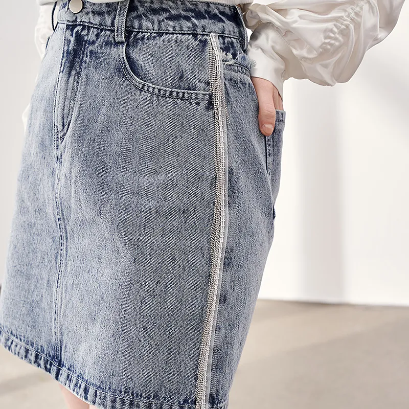 ELLE Casual Short Skirts Women's Denim Blue-5