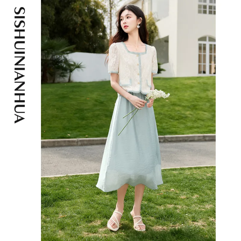 Like The Age Of Water Skirt Set Women's Blue-2