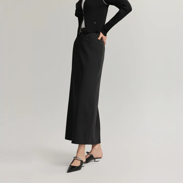 ELLE Casual Long Skirt Women's Black-5