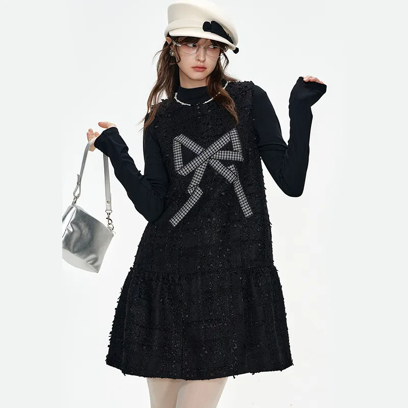 ELF SACK Casual Suit Women's Bowknot Black-2