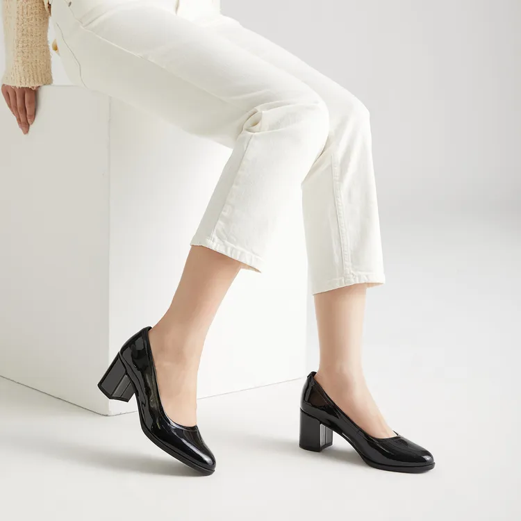 Clarks Frewa Series Chunky Heel High Heels Women's Black-5
