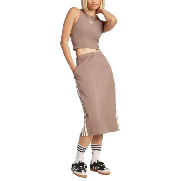 Adidas Women's Essentials Ribbed Tank Top Trace Brown-3