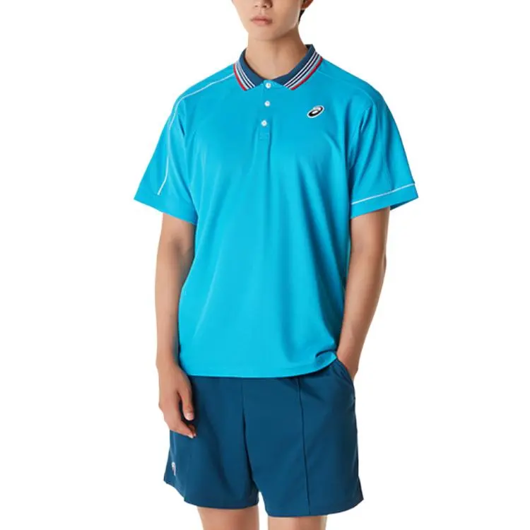Asics Polo Shirt Men's Digital Aqua Blue-2