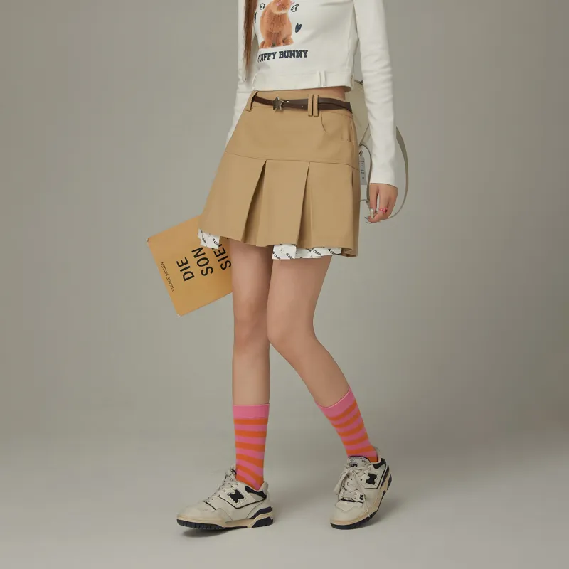 CHUU Casual Short Skirts Women's Khaki-2