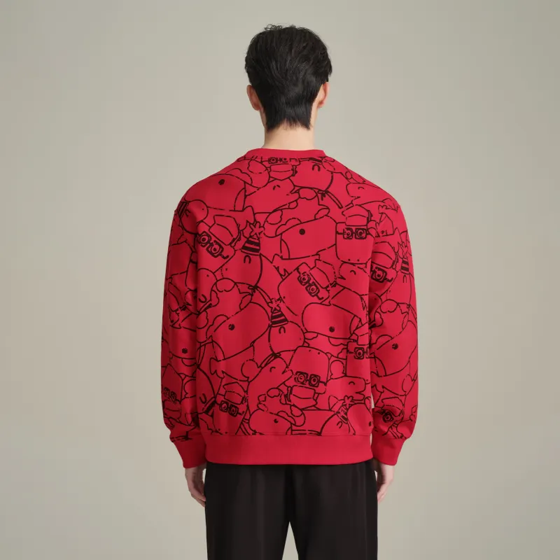 HLA Snake Year Celebration Collection Sweatshirt Men's Red Pattern-2