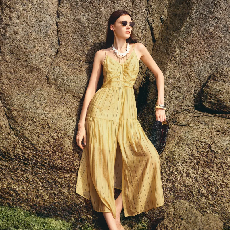 Bethine ['Pineapple' Calm And Unperturbed] Slip Dresses Women's Beige Yellow-7