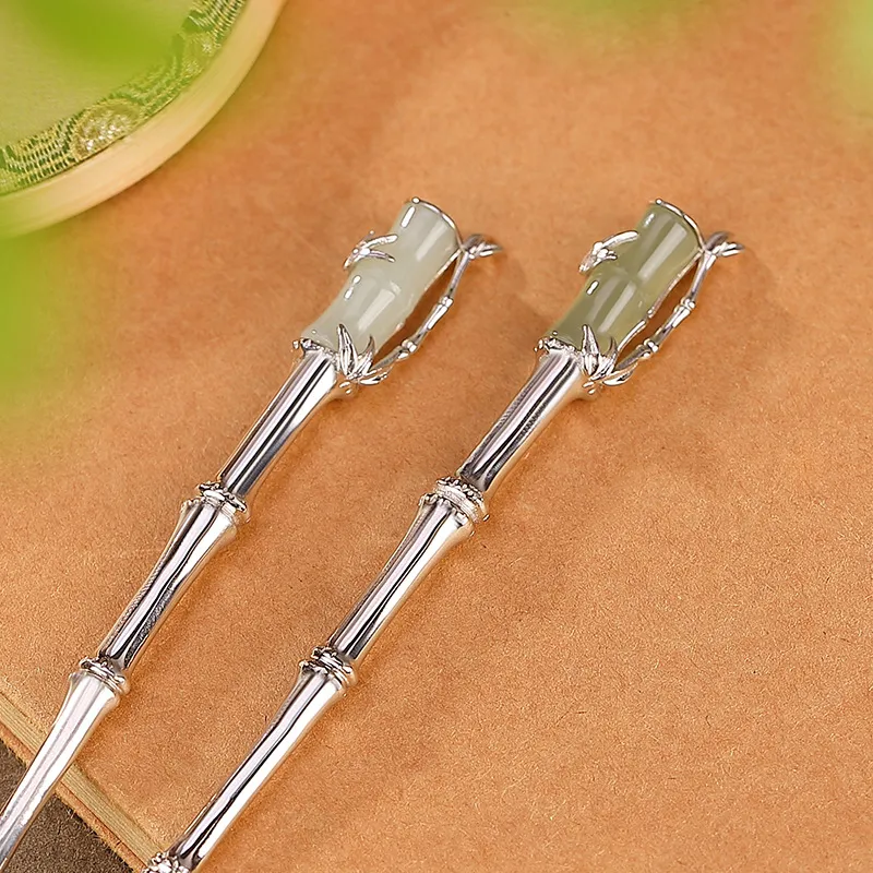 Royal Heaven's Choice Hetian Jade Hairpin Pale Greenish White Jade Unisex-1