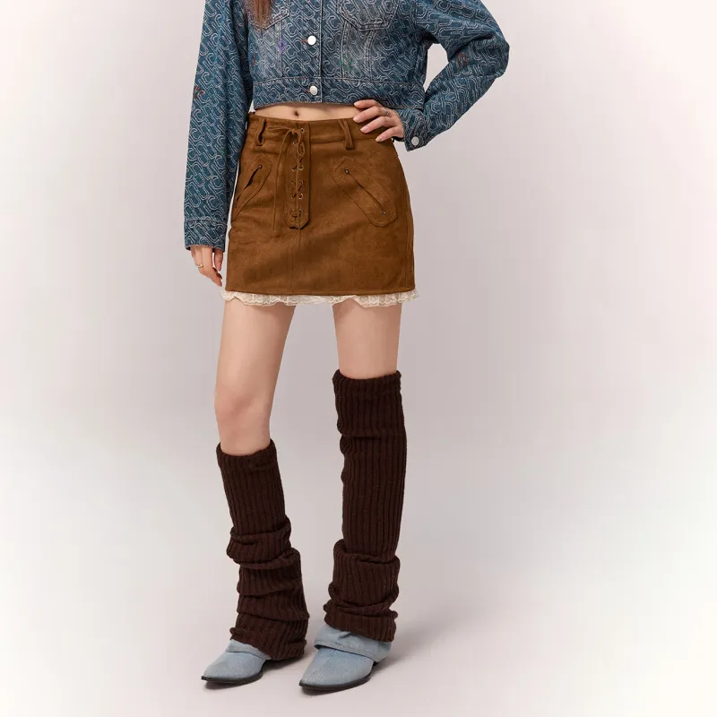 CHUU Casual Short Skirts Women's Brown-3