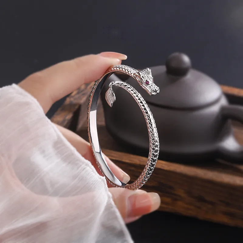 Happy Tide 999 Fine Silver Bangles Women's Silver-4