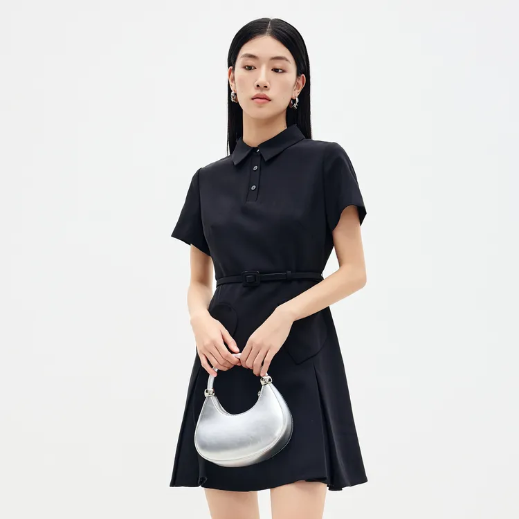 SHUIYUNJIAN Short Sleeved Dress Women's Black-2
