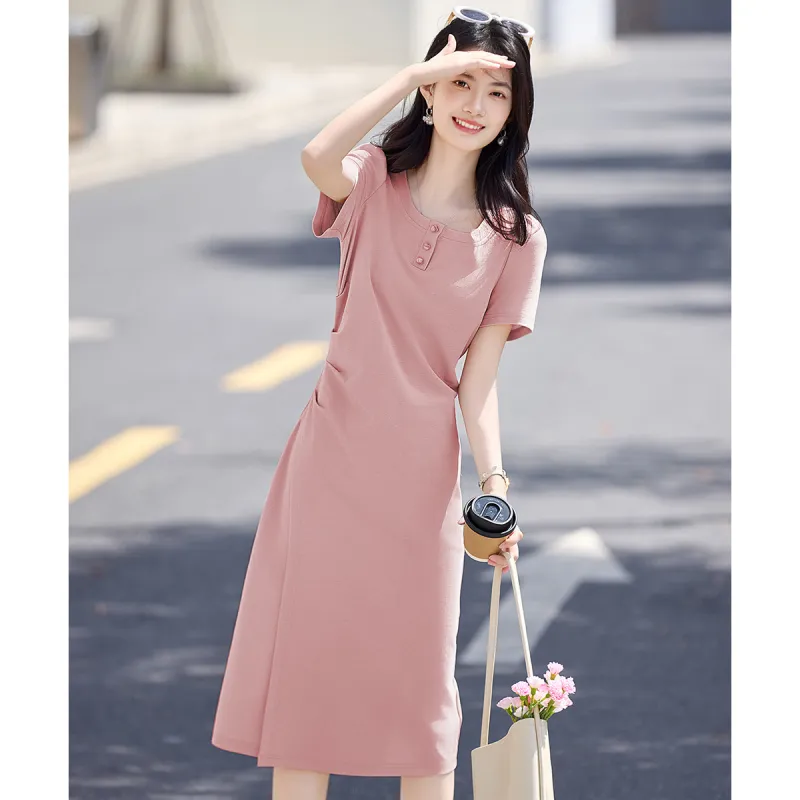 Still Quiet Short Sleeved Dress Women's Crystal Pink-4