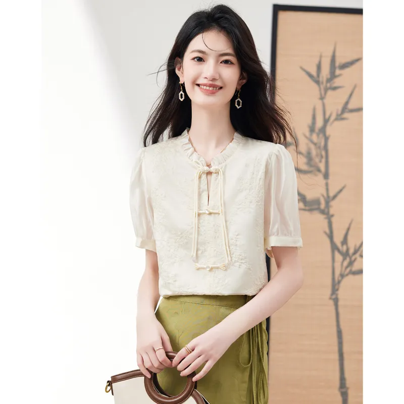 XINFEIYU T Shirts Women's Beige-2