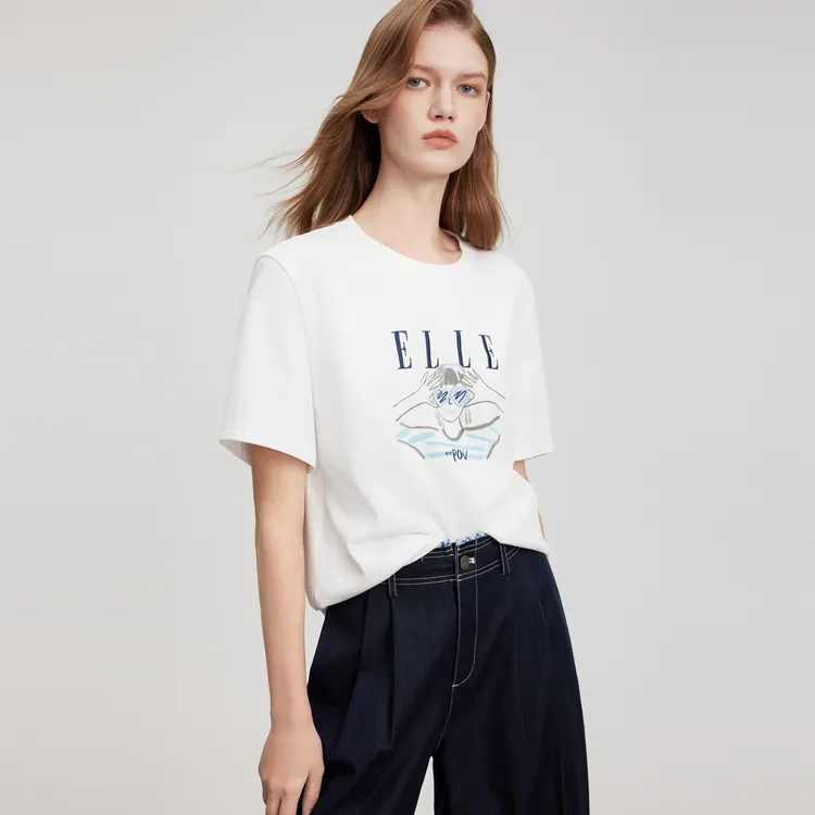 ELLE T Shirts Women's White-4