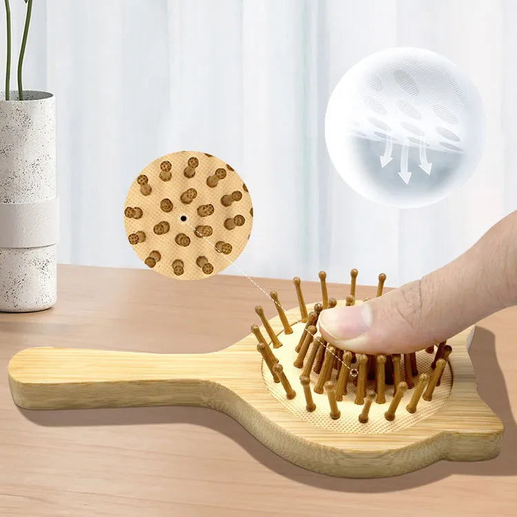 The East Is Shiny Kitten Shaped Bamboo Airbag Comb Massage Scalp Anti Static-3