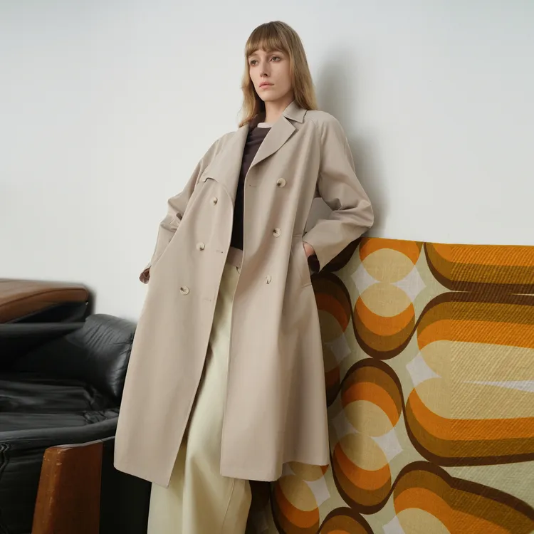 ELLE Trench Coat Women's Khaki Green-5