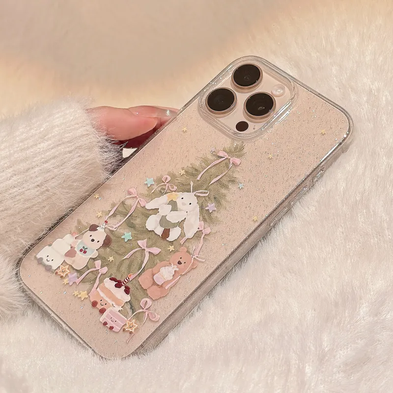 QIZHENG TPU Material Cute Christmas Tree Phone Case Compatible With Apple 16 Pro Max/15/14/13/12/11-5
